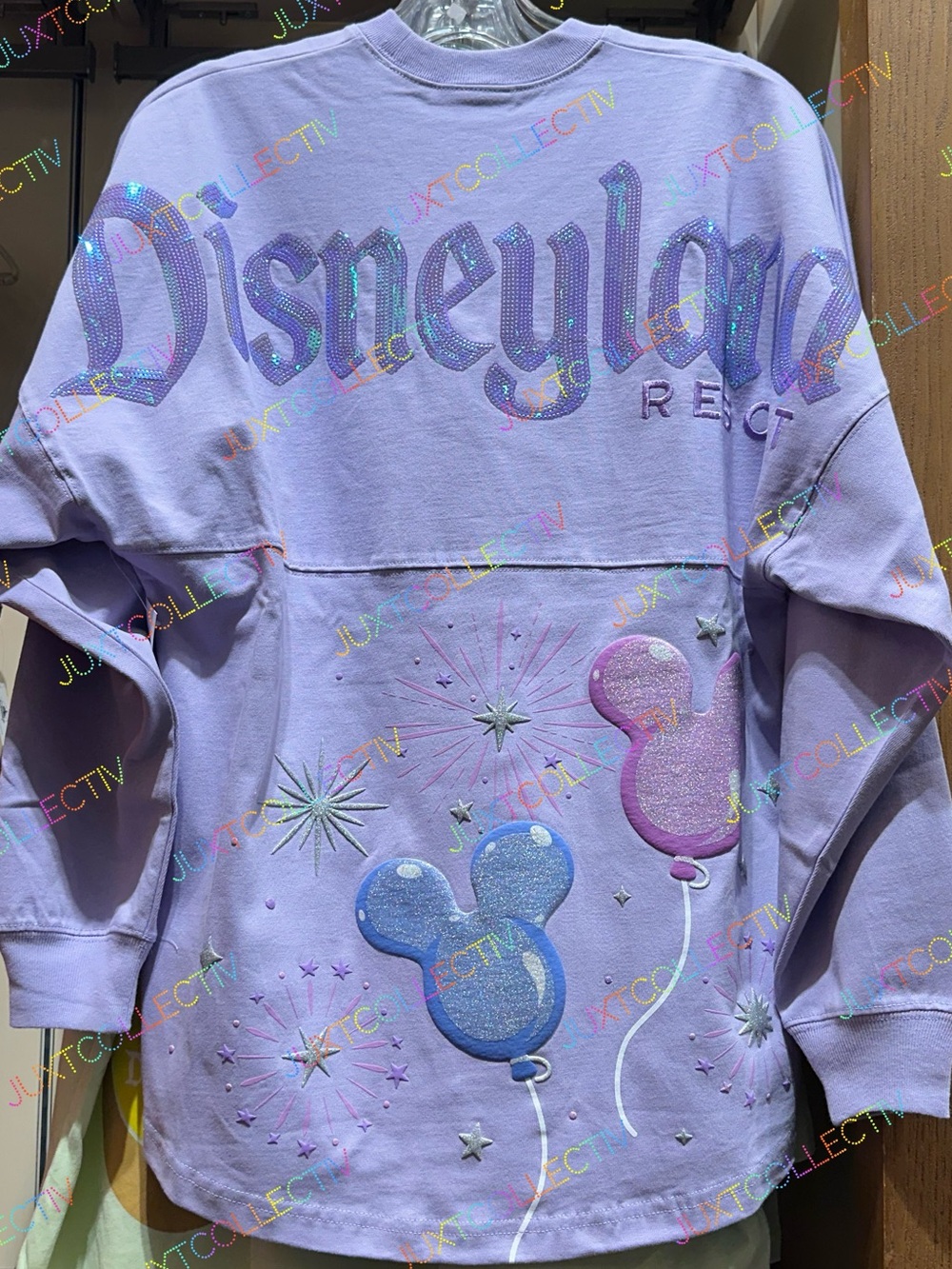 Disneyland Purple Mickey Balloons Sequins Spirit Jersey for Adults NWT